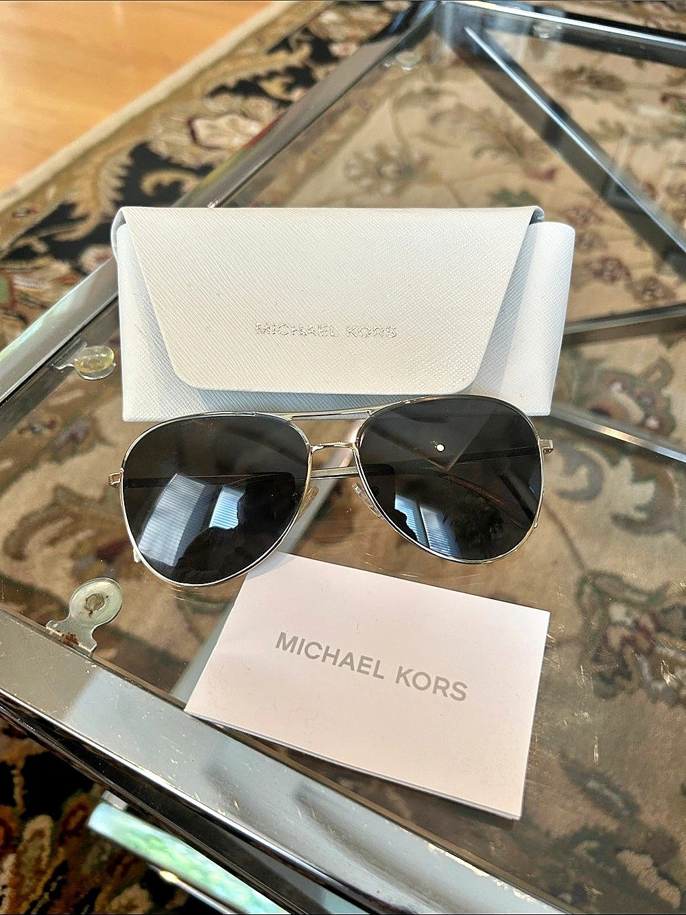 Michael Kors Chelsea Aviator Sunglasses Black & Gold